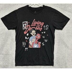 Steven Rhodes Living With Demons Shirt Mens‎ M Black Graphic Spencers Retro Tee